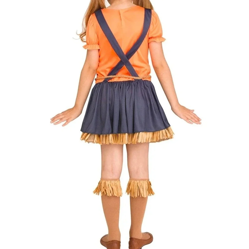 Scarecrow Costume Girls Size 6-6X  Fall Patchwork Halloween‎ Rustic Dress up